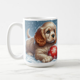 Taza De Café Cachorro de Cocker Spaniel descansando en la nieve