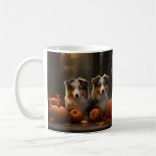 Taza De Café Cachorro de Collie Áspero Delicia de Otoño Calabaz