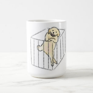 Taza De Café Cachorro de Golden Retriever en Caja Dibujado a Ma