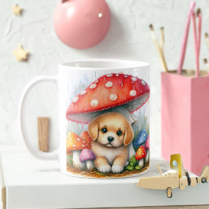 Taza De Café Cachorro de labrador bajo paraguas de hongo