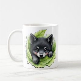 Taza De Café Cachorro de lobo en el verde: