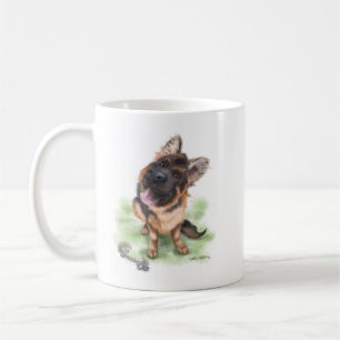 Taza De Café Cachorro de pastor alemán adorable dibujo animado