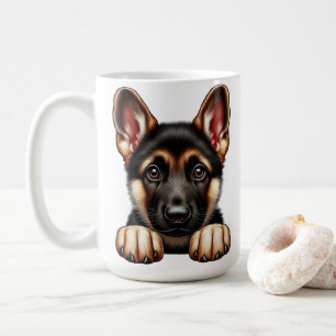 Taza De Café Cachorro de Pastor Alemán con Ojos Expresivos