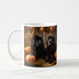 Taza De Café Cachorro de Terranova Otoño Delicia Calabaza