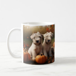 Taza De Café Cachorro de Terrier Trigo Otoño Delicia Calabaza