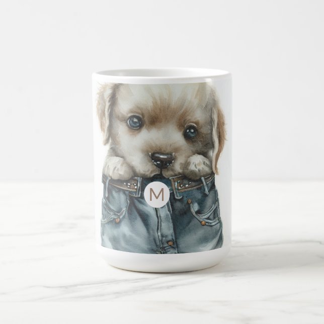 Taza De Café Cachorro en judios Monograma de arte (Centro)