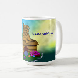 Taza De Café Cachorro en una caja , Feliz Navidad