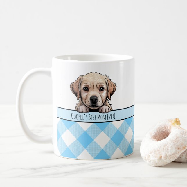 Taza De Café Cachorro Labrador Adorable Mejor Mamá Perro Gingha (Con donut)