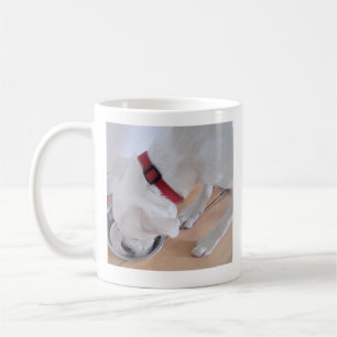 Taza De Café Cachorro Labrador Blanco Mezcla Lindo Bebiendo Agu