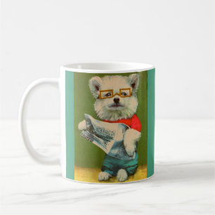 Taza De Café cachorro leyendo la prensa escrita