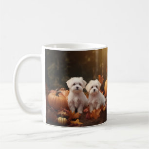 Taza De Café Cachorro Maltés Delicia de Otoño Calabaza