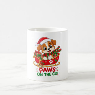Taza De Café Cachorro Navideño Adorable en Trineo