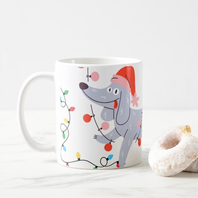 Taza De Café Cachorro Navideño Tonto (Con donut)