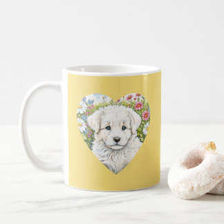 Taza De Café Cachorro picante Corazón Amarillo Mug