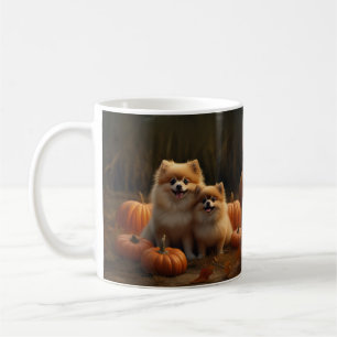 Taza De Café Cachorro Pomerania Delicia de Otoño Calabaza