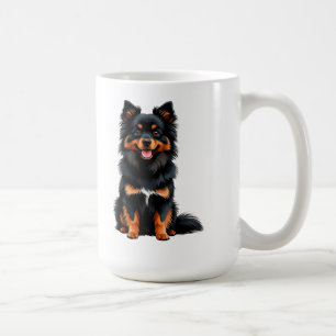 Taza De Café Cachorro Pomerania Negro y Fuego Adorable