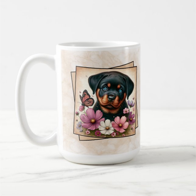 Taza De Café Cachorro Rottweiler (Izquierda)