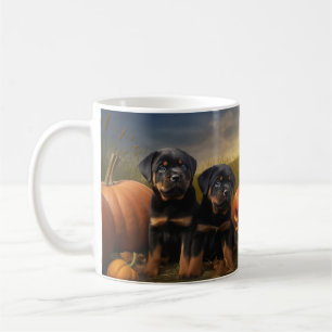Taza De Café Cachorro Rottweiler Delicia de Otoño Calabaza
