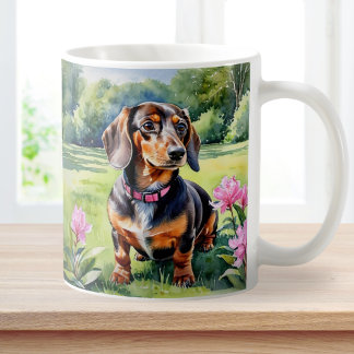 Taza De Café Cachorro salchicha Doxie acuarela