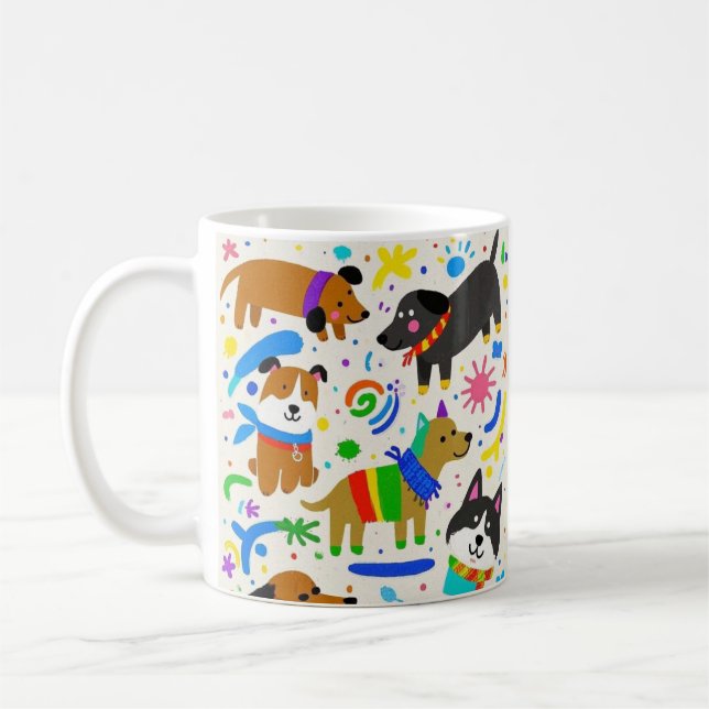 Taza De Café cachorros juguetones personalizados (Izquierda)