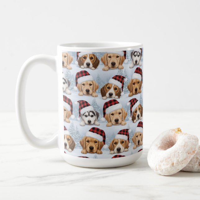 Taza De Café Cachorros Navideños Adorables (Con donut)