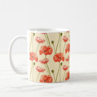 Taza De Café Cachorros rojos acuarelas. Patrones sin inconvenie