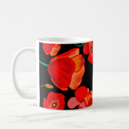 Taza De Café Cachorros rojos en ilustracion de fondo negro