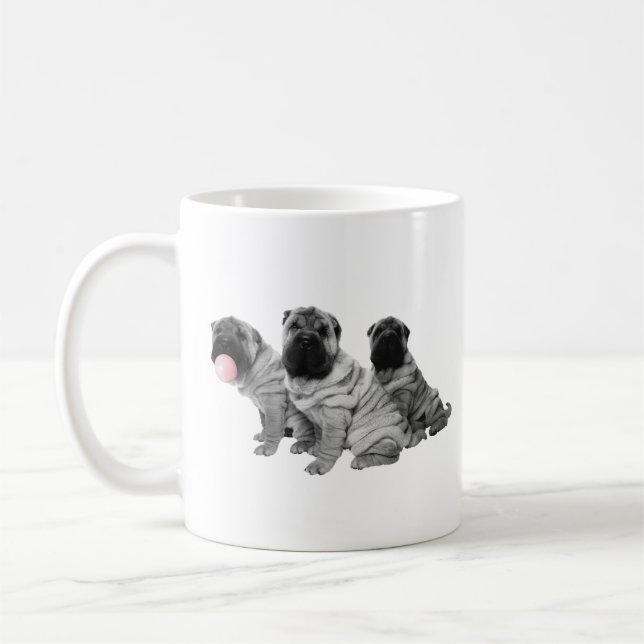 Taza De Café Cachorros Shar Pei Chinos Negros Blancos Chicle (Izquierda)