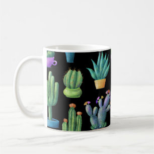 Taza De Café Cacti colorido: Diseño caprichoso y caprichoso.