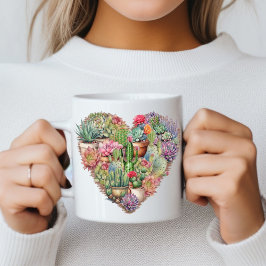 Taza De Café Cacti En Forma De Corazón