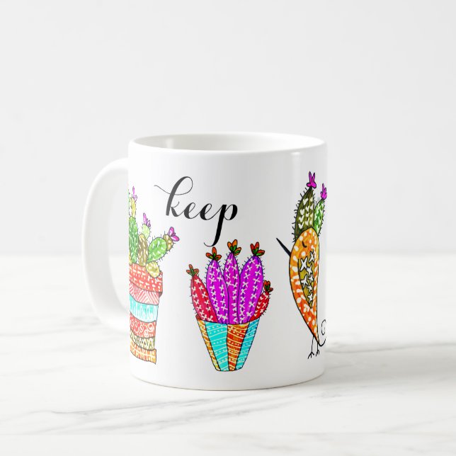 Taza De Café Cacti lindo y colorido mantienen la vida simple br (Anverso izquierdo)