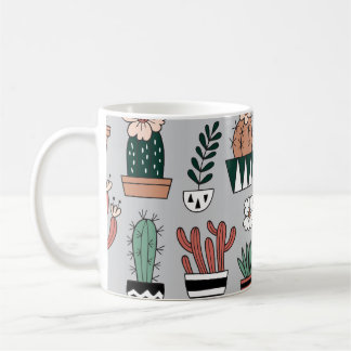 Taza De Café Cactúos de brillo lindo: patrón dibujado a mano