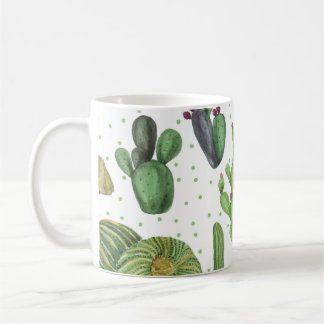 Taza De Café Cactus acuarela, patrón natural sin fisuras.