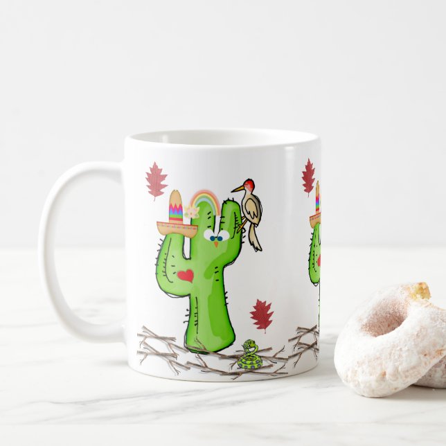 Taza De Café Cactus Bird Nature Mug (Con donut)