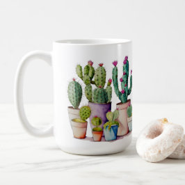 Taza De Café Cactus cactus cutáneo de acuarela en macetas