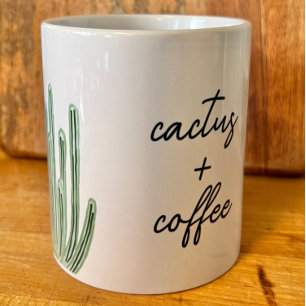 Taza De Café Cactus Cactus Plus Coffee Watercolor Mug