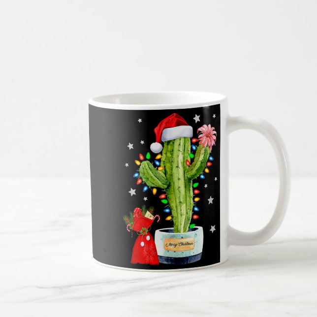 Taza De Café Cactus Christmas Sweater Lights Santa Xmas Plant L (Derecha)