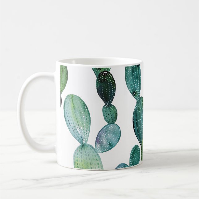 Taza De Café Cactus Craze: Tendencia de las acuarelas tropicale (Izquierda)