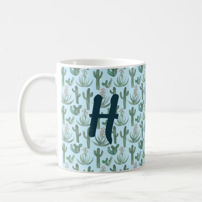 Taza De Café Cactus de acuarela de MONOGRAM y Desierto Suculent (Izquierda)
