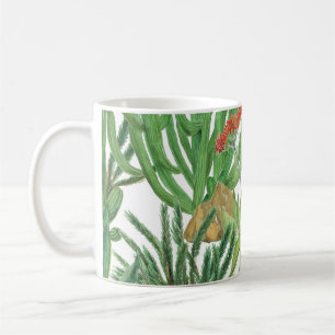 Taza De Café Cactus de acuarela: pintura de patrones sin foco