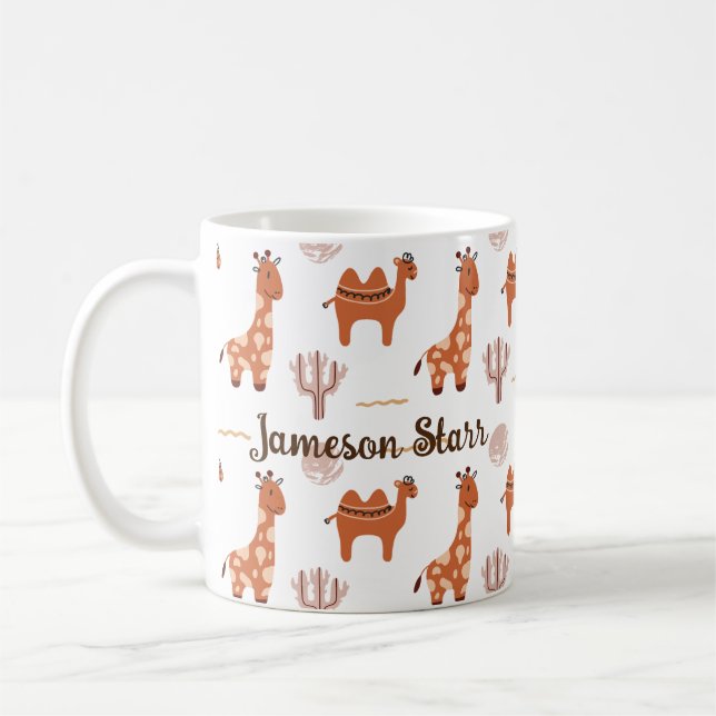 Taza De Café Cactus de animal de juguete blanco lindo llamada (Izquierda)