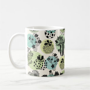 Taza De Café Cactús de floración. Mano dibujada a mano sin cost