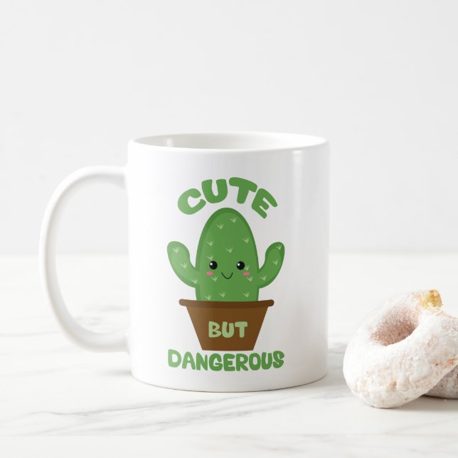 Taza De Café - Cactus de Kawaii - divertido lindo pero (Con donut)