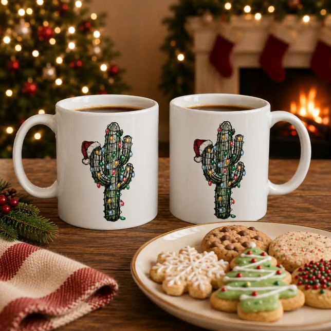 Taza De Café Cactus de Navidad con Luces (Subido por el creador)