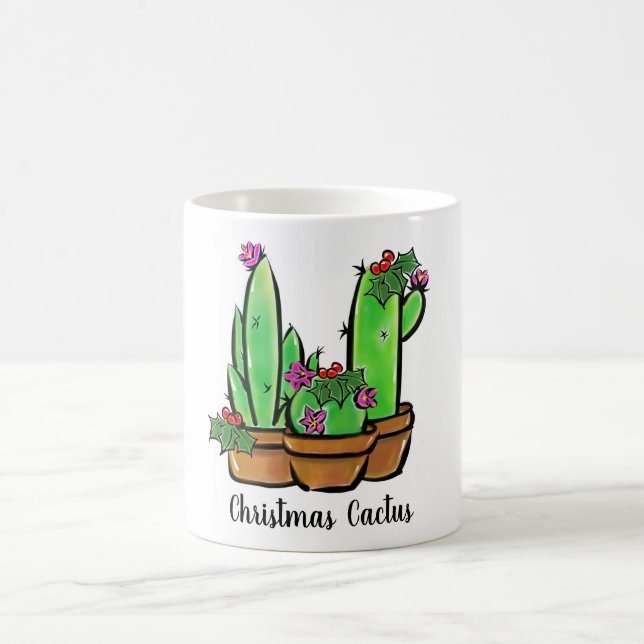 Taza De Café Cactus de Navidad festivo cactus suculentas  (Centro)