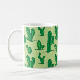 Taza De Café Cactus dibujado a mano: patrón sin costura.