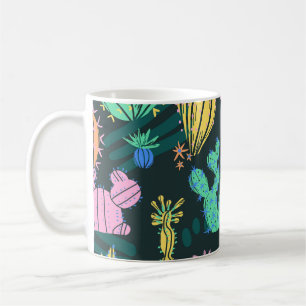 Taza De Café Cactus dibujado a mano: sin costuras escandinavas.