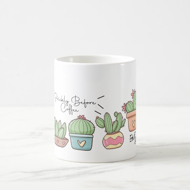 Taza De Café cactus divertido personalizado con nombre personal (Centro)