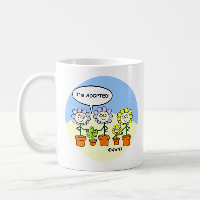Taza De Café Cactus divertidos y flores adorables Personalizado (Izquierda)