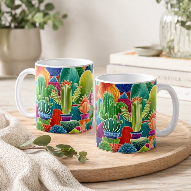 Taza De Café Cactus en maceta abstracto (Subido por el creador)